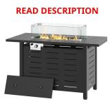 Black 44-in Metal Propane Fire Pit