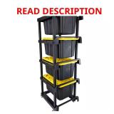 4-Tier Plastic Shelving Tote Stacker Black