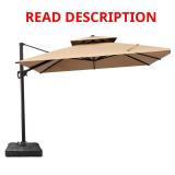 Aluminum Cantilever Tan Umbrella with Base