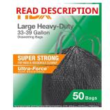 33-39 gal Black Trash Bags, 20% PCR
