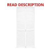 36x80 Louver Solid Core White Barn Door Kit