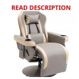 Gray Leather Swivel Recliner