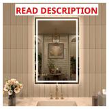 24x36 in Frameless LED Vanity Mirror, Crystal