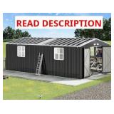 12 ft. W x 20 ft. D Metal Shed with Double Doors,