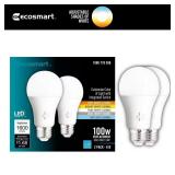 EcoSmart 100W LED A19 Dimmable 2-pack
