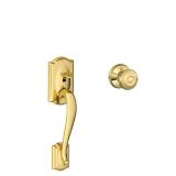 Camelot Bright Brass Door Handleset with Knob