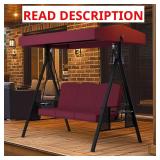 3-Seat Outdoor Metal Porch Swing with Stand
