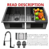 Gunmetal Matte Black 33" Double Sink