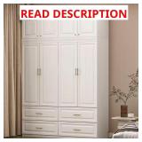 White 8-Door Wardrobe with Rod, 4 Drawers