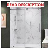 Radiance 60" Shower Door, Frameless, 3/8"