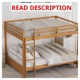 Wood Color Queen Bunk Bed with Ladder