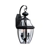Lancaster 10" W 2-Light Black Lantern Sconce