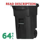 64 Gallon Black Rolling Trash Can with 1 Wheel /