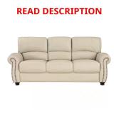 Brennen 84 in. Leather Sofa Cream