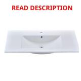 SQ 36 in. Ceramic Vanity Top Sink in White