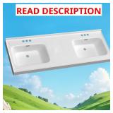 61-in Solid Surface Double Sink Vanity Top