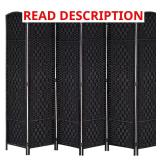 6 ft Black Wicker Folding Privacy Screen