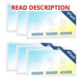 6-Pack 2x4 LED Panel, 6250 lm, Dimmable