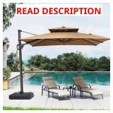 10.5x9 ft Cantilever Patio Umbrella Tan Brown