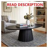 51 in. Black Color Oval Wood Oak Coffee Table