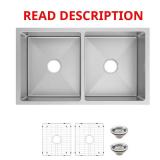 Tight Radius 36 in Undermount Sink, 50/50 18G