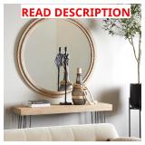 Grayson Lane 44-in Round Mirror Brown Frame, brok
