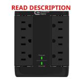 6-Outlet Wall Mounted Surge Protector, Black