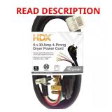 6 ft. 30 Amp 4-Prong Dryer Power Cord