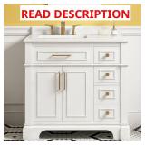 Melpark 36 in. White Bath Vanity Top