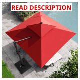 Double Top Aluminum Cantilever Umbrella Red