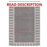 Edge Gray Rubber Back Geometric Rug 8x10