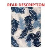 Navy 5 ft x 7 ft Tropical Floral Rug
