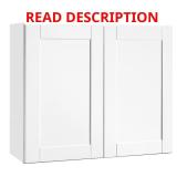 Shaker 36"W Wall Cabinet, Satin White