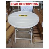 24.5" round white metal folding table