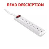 4 ft. 6-Outlet Power Strip with 45  Plug, White