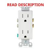 Decora 15A TR Duplex Outlet White