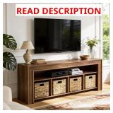 Rustic Brown TV Stand with Baskets