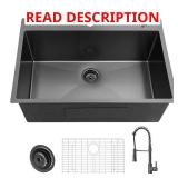 33 in Drop-In Sink with Faucet, 18ga Black