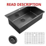 Gunmetal Black 33" Stainless Sink 18G