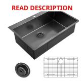 Gunmetal Black 33" Stainless Sink 18G