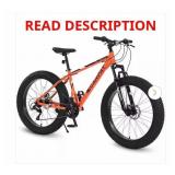 Orange 26 Inch 21-Speed Fat Tire Mountain Bike wi