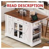 53" Farmhouse Kitchen Island with Power Outlet