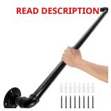 2 ft Pipe Stair Handrail, 440 lbs, Wall, Black
