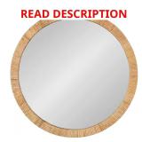 Rahfy 27.75 in. Round MDF Natural Wall Mirror