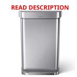 45 L Rectangular Step Trash Can, Grey Lid