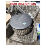 Grey patio chair with table