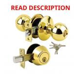 Premier Lock Brass Door Knob with Deadbolt