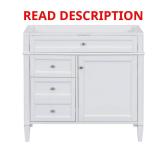 36 in. Solid Wood Vanity, White, 2 Drawers