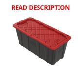 57 Gal Tough Storage Tote - Black w/ Red Lid