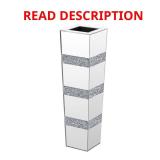28 in. Silver Glass Square Decorative Vase